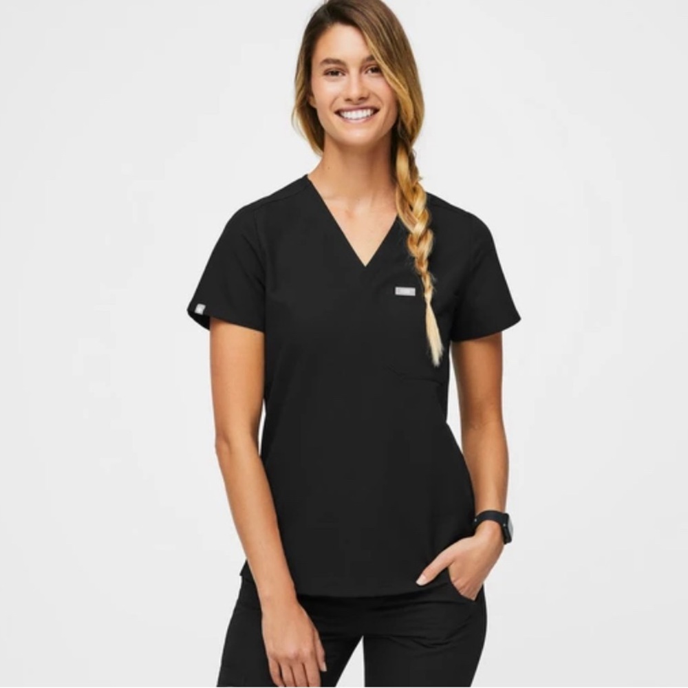 Figs Charcoal Grey Short Sleeve Tee Scrub Top Extra Small Casma